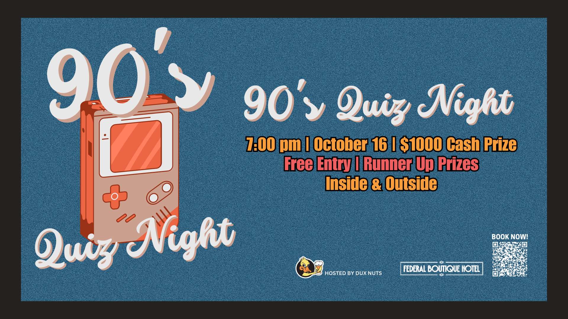 90’s Quiz Night at Federal Hotel